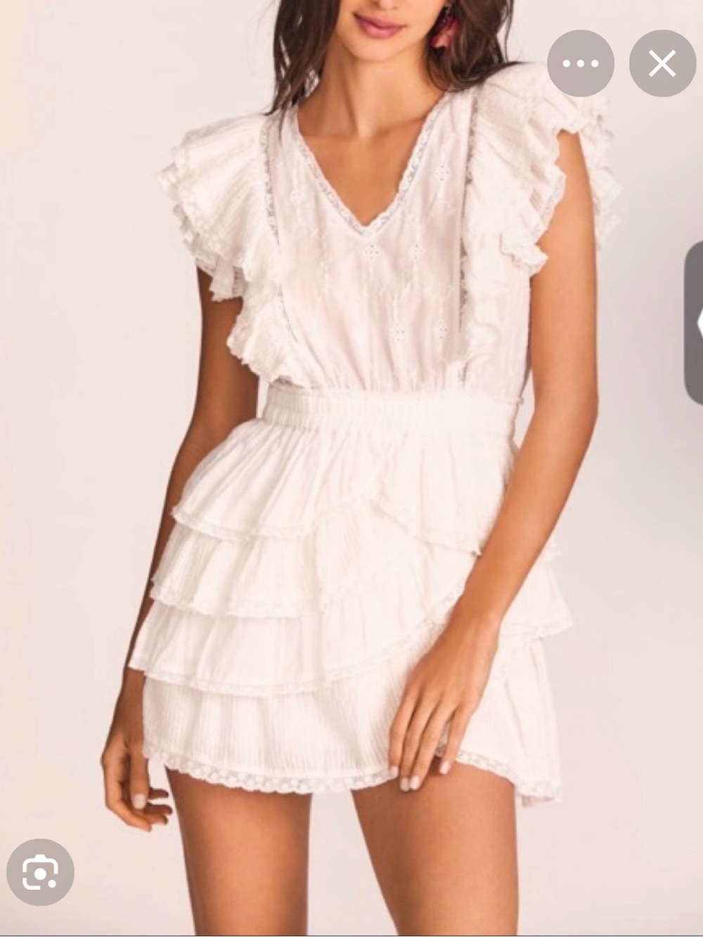 LoveShackFancy White Eyelet Ruffle Tiered Mini Dress